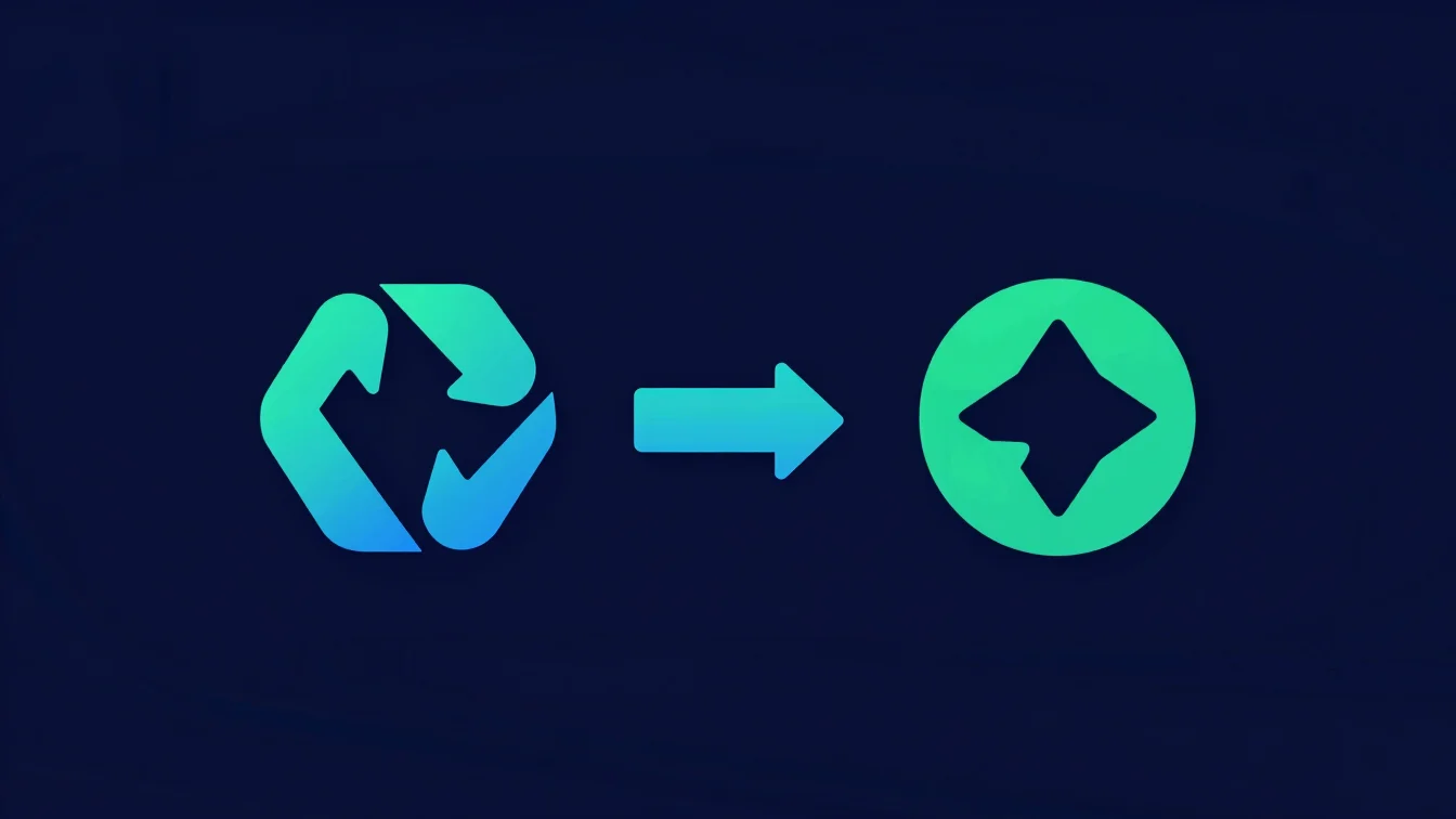 Clean vector illustration of two abstract exchange logos connecte