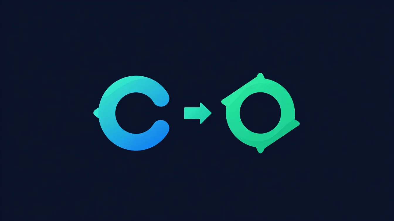Clean vector illustration of two abstract exchange logos connecte
