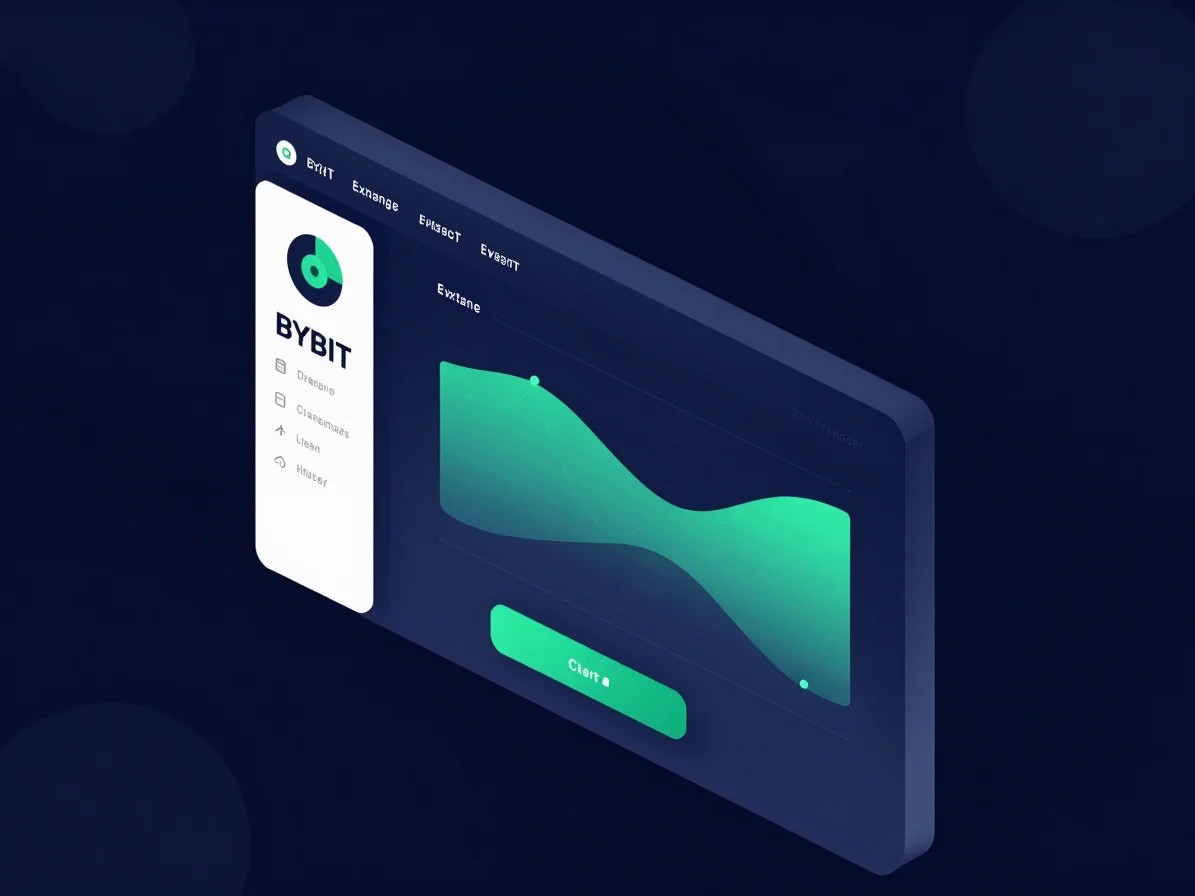 Clean isometric vector illustration of Bybit exchange UI, deep na