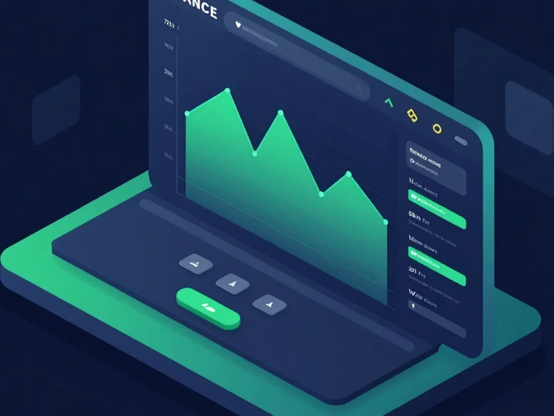 Isometric vector illustration of Binance trading interface, clean